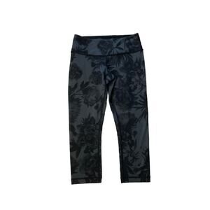 6 Lululemon Wunder Under Capri Crop Legging Brisk Bloom Floral Black Soot Gray